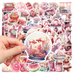 60 Pink Retro Holiday Sticker Set for Skateboard Waterproof Decals