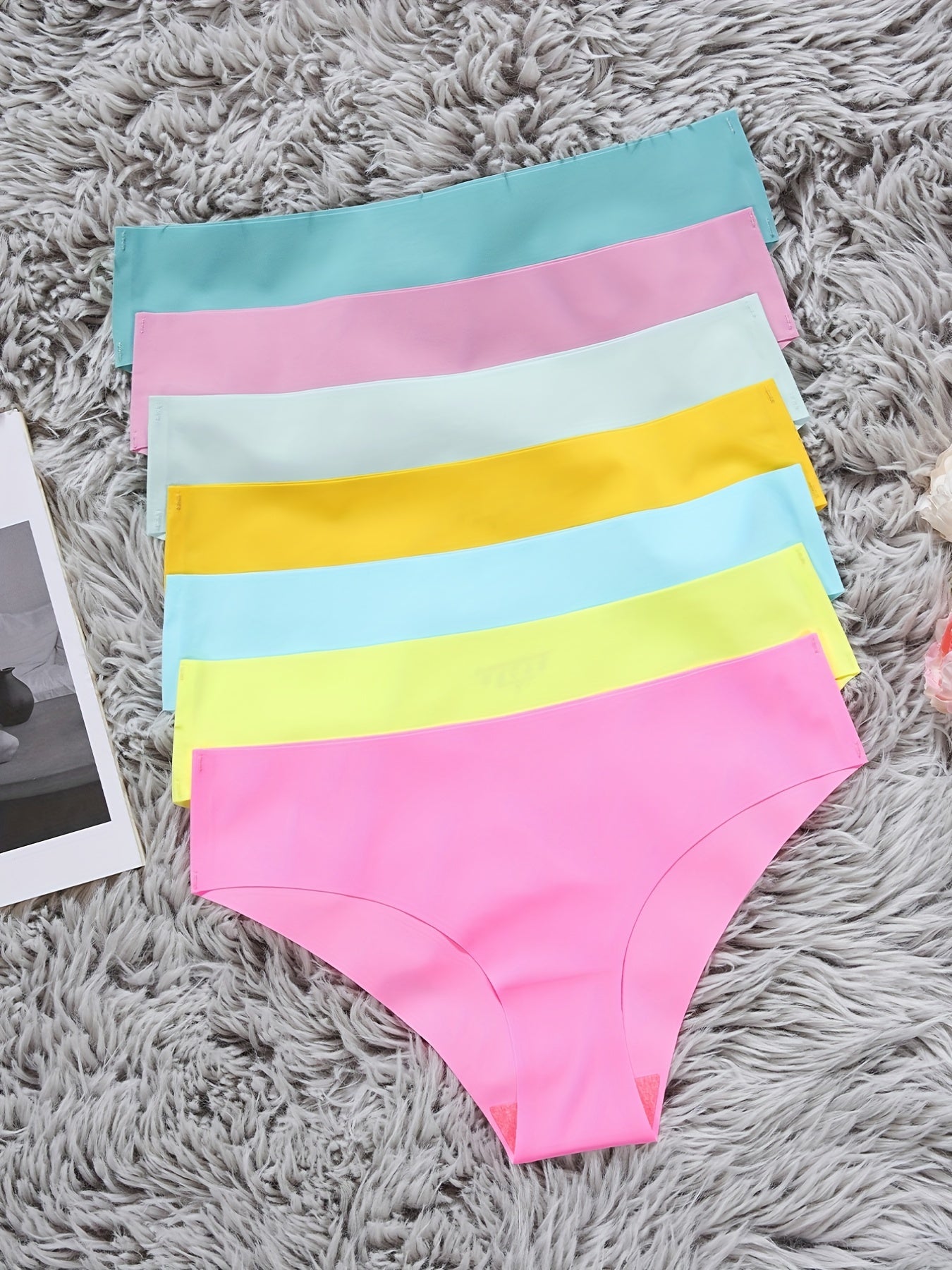 7pcs Seamless Solid Briefs Stretchy Intimates Panties Women's Lingerie