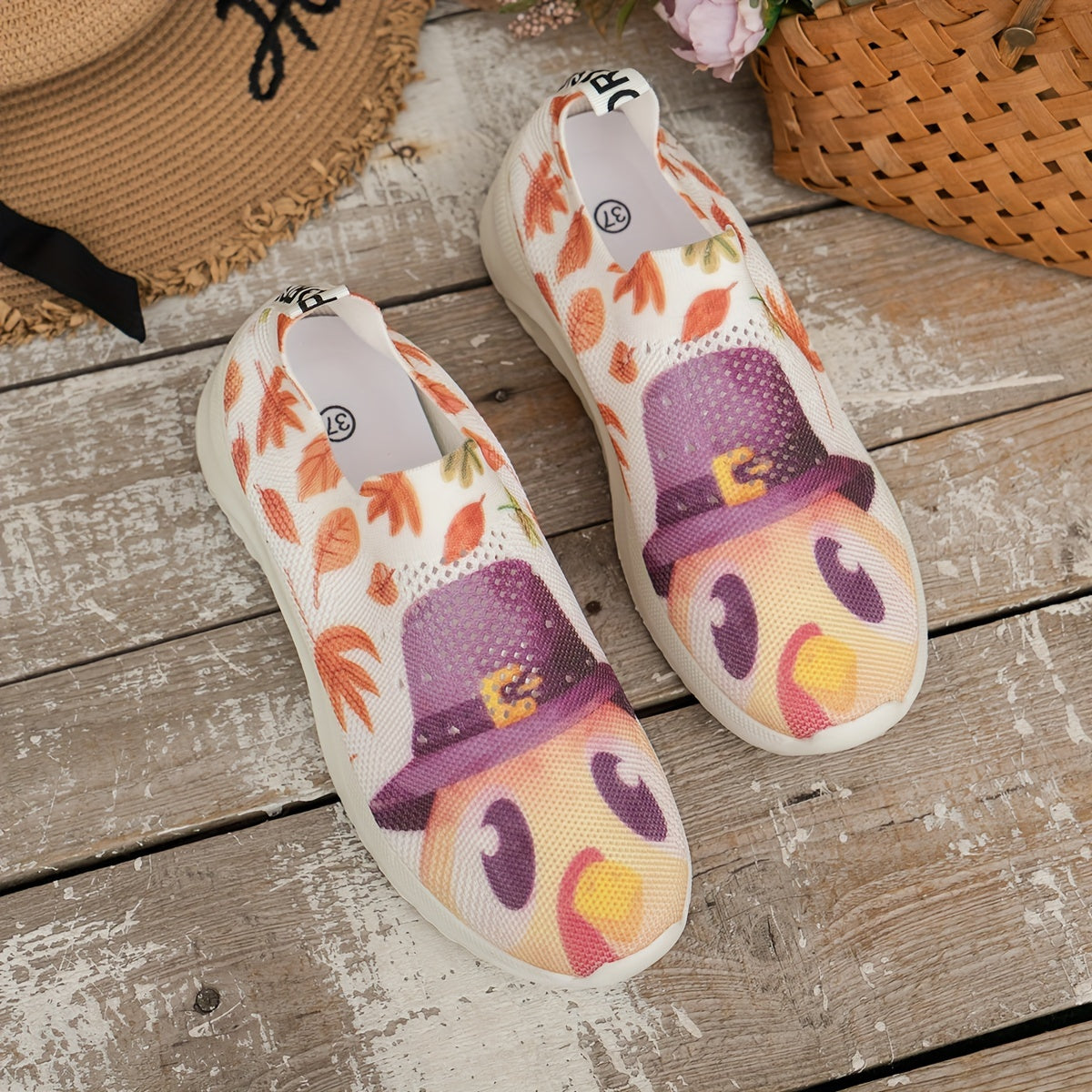 Cartoon Print Running Shoes Shock Absorption Non Slip