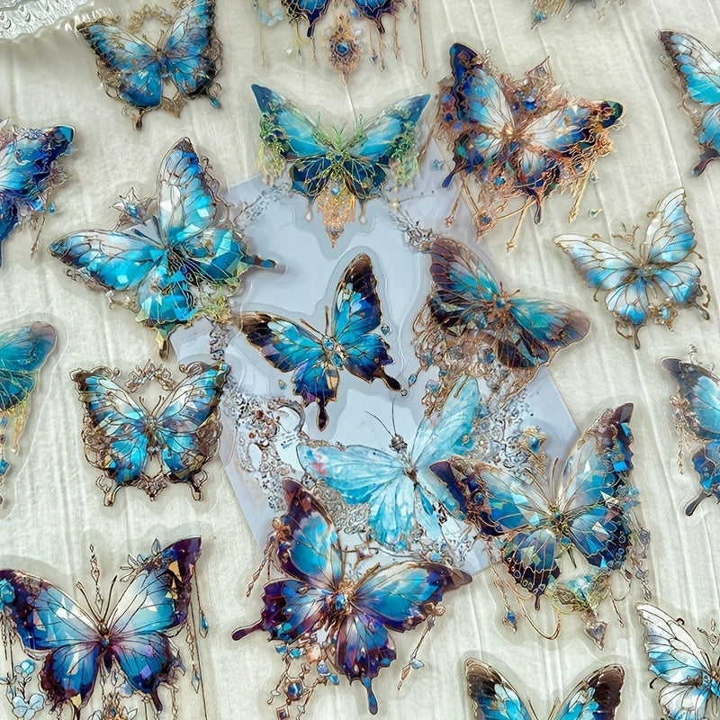 20pcs Butterfly Decorative PET Stickers Retro Diy Handbook Material