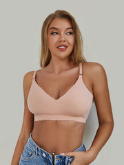 Soft Wireless Bra with Scallop Trim