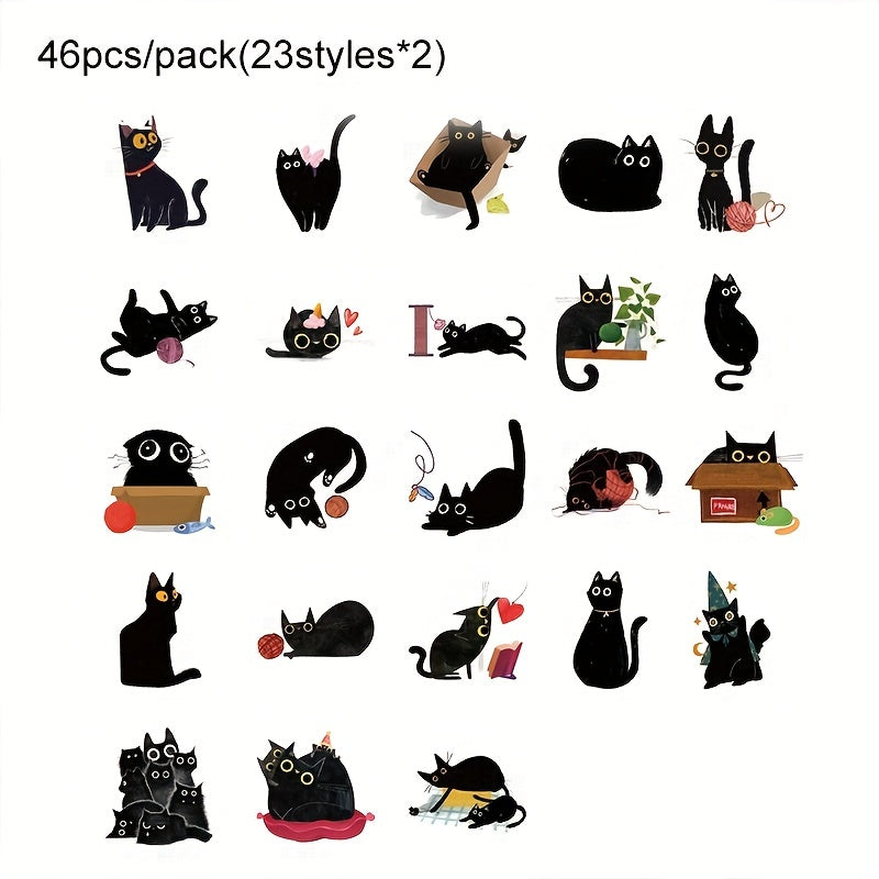 46pcs Cat Self-adhesive Boxed Stickers for Scrapbook Decor