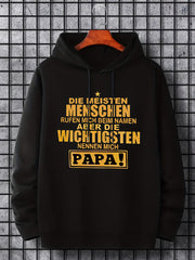 Men's Papa Print Hoodie Casual Drawstring Hooded Sweatshirt