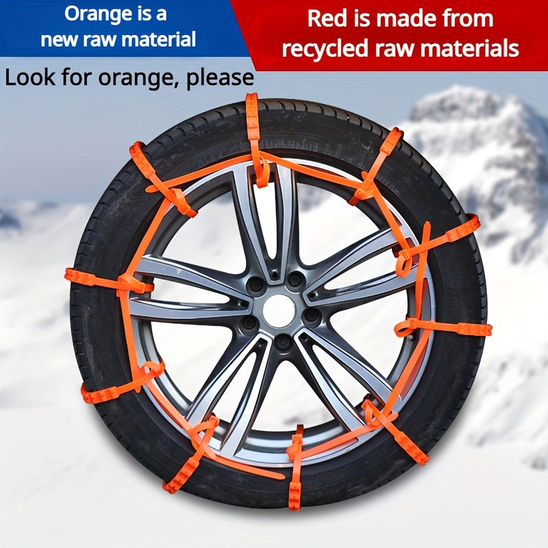 10pcs Car Snow Chain Self Driving Rescue Emergency Chain Orange Nylon