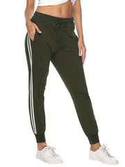 High Waist Jogger Pants Stripe Casual Workout Running Sweatpants