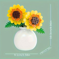 Building Block Floral Arrangement with Vase Girl Toy Gift