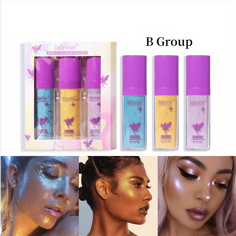 3 Pack Bronze Powder Glitter Body Shimmer Waterproof Makeup