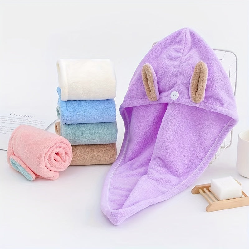 Rabbit Ears Hair Towel Microfiber Hair Drying Cap