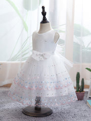 Baby Girls Floral Embroidery Sleeveless Mesh Princess Dress