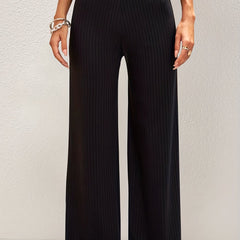 Stripe Textured Wide Leg Pants for Women