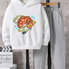Boys Pizza Gamepad Hooded Sweatshirt & Sweatpants Set