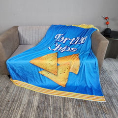 Funny Potato Chip Bag Print Blanket Flannel Throw