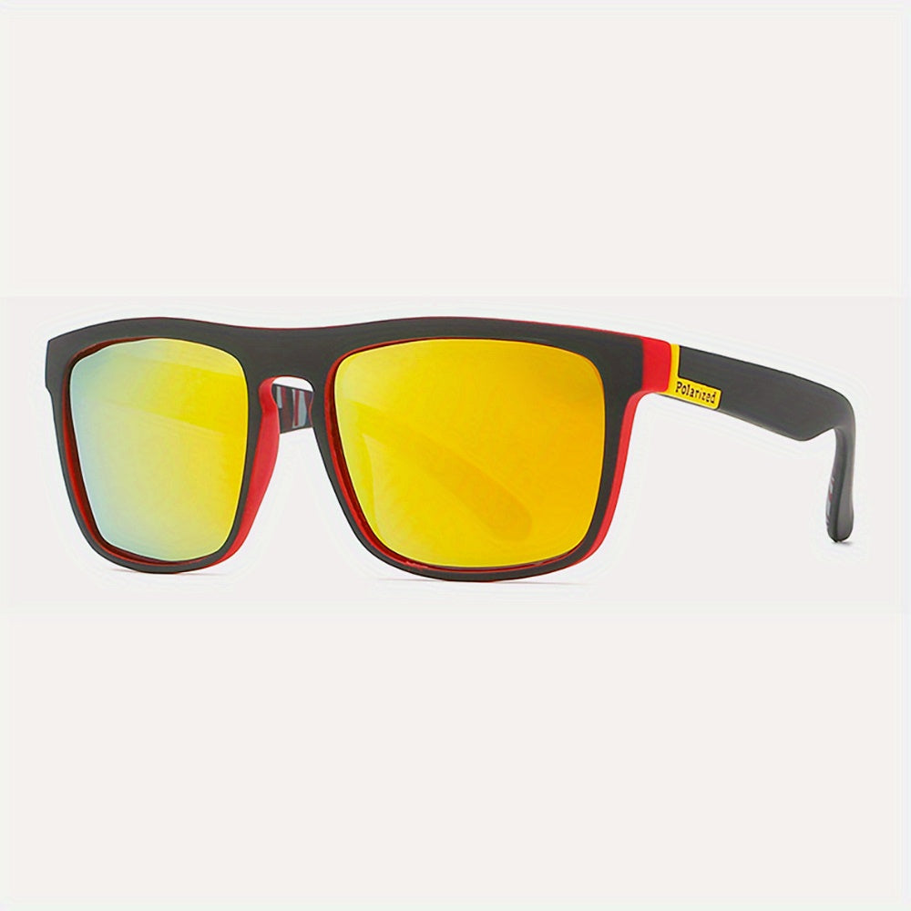 Men's Polarized Square Sunglasses Patterned Temple UV Protection