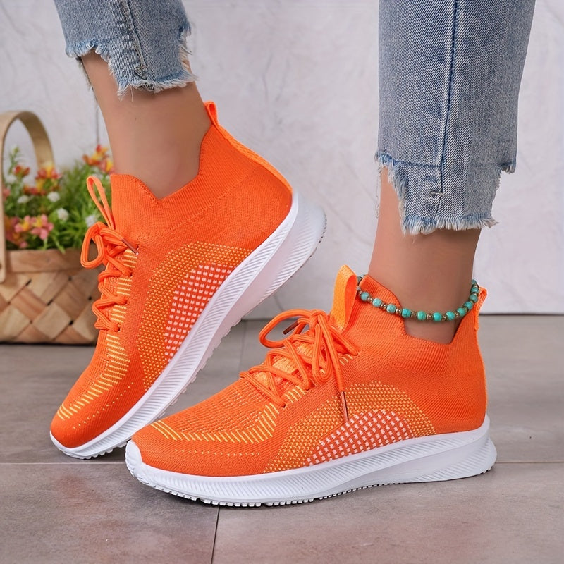 Women's Breathable Woven Sneakers Casual Lace Up Outdoor Shoes