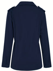 Solid Cargo Jacket Casual Long Sleeve Outerwear Women's Clothing