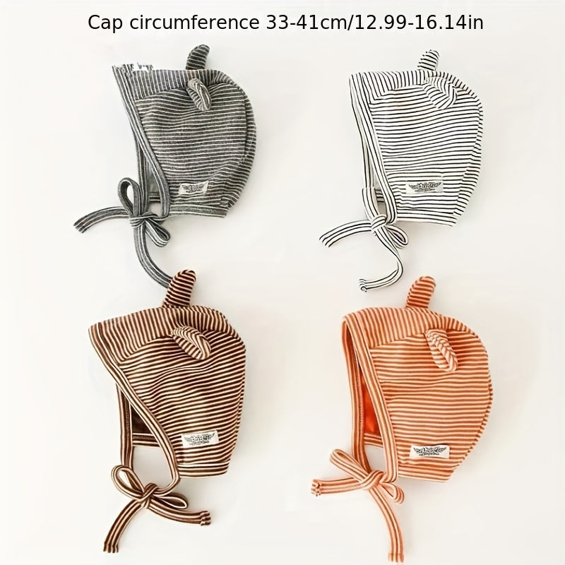 Striped Baby Ear Protection Hat Spring Autumn Cap