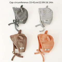Striped Baby Ear Protection Hat Spring Autumn Cap