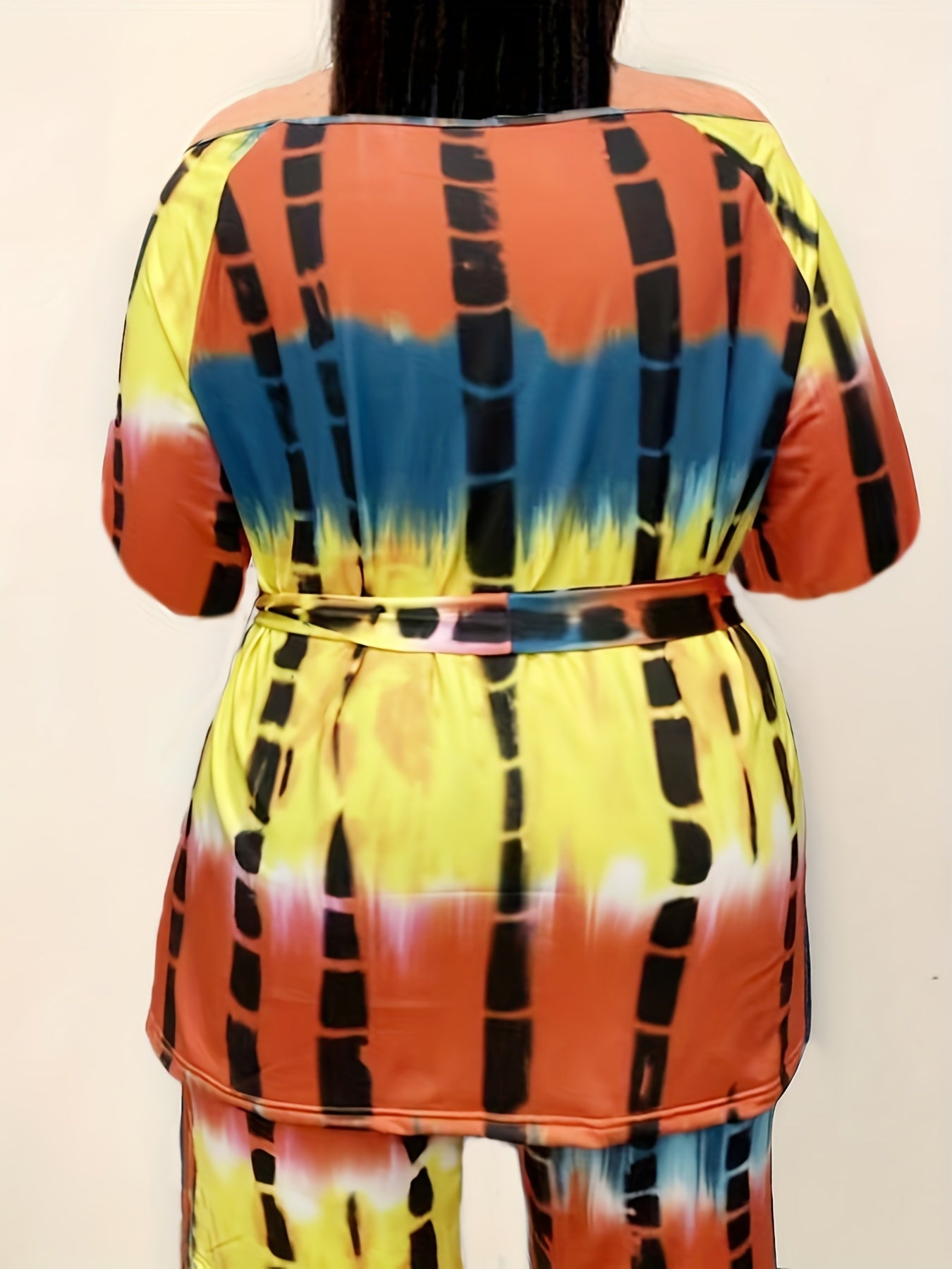 Colorblock Tie Dye One Shoulder Top & Shorts Set