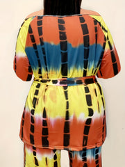 Colorblock Tie Dye One Shoulder Top & Shorts Set
