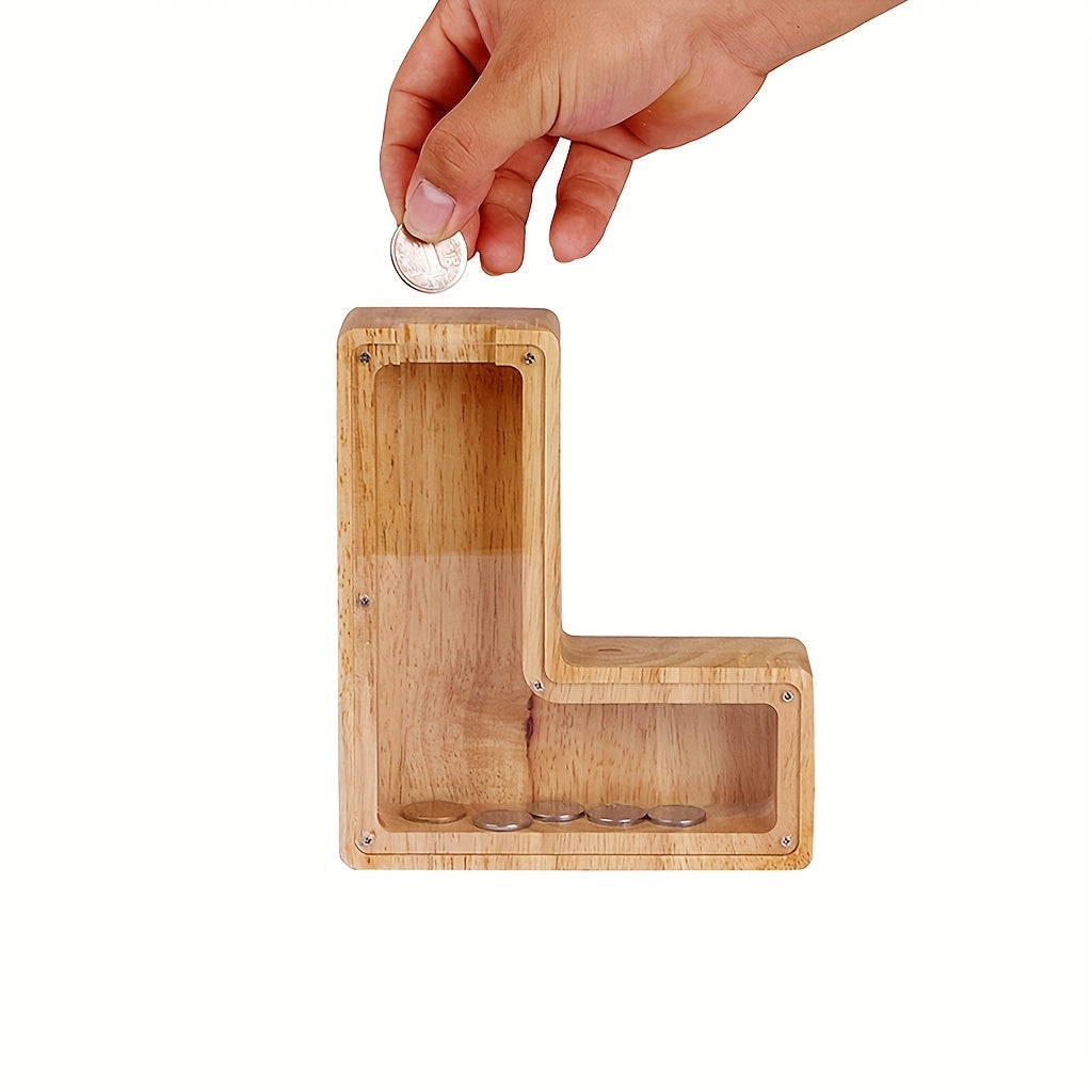 Wooden Piggy Bank DIY Coin Jar For Kids Birthday Gift & Decor
