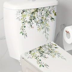 2pcs Plant Toilet Stickers Vinyl Waterproof Decorative Bathroom Decal