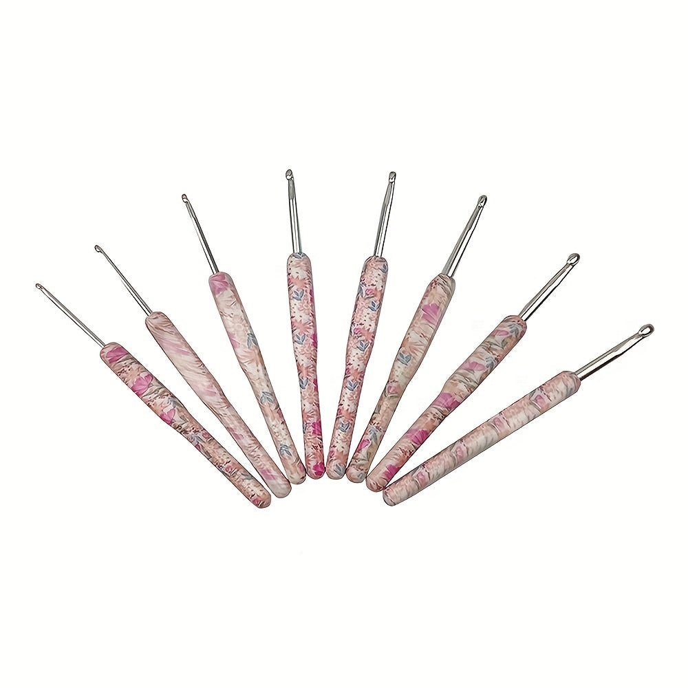 8pcs Crochet Hooks Set Knitting Tool Suit Crochet Printing Aluminum