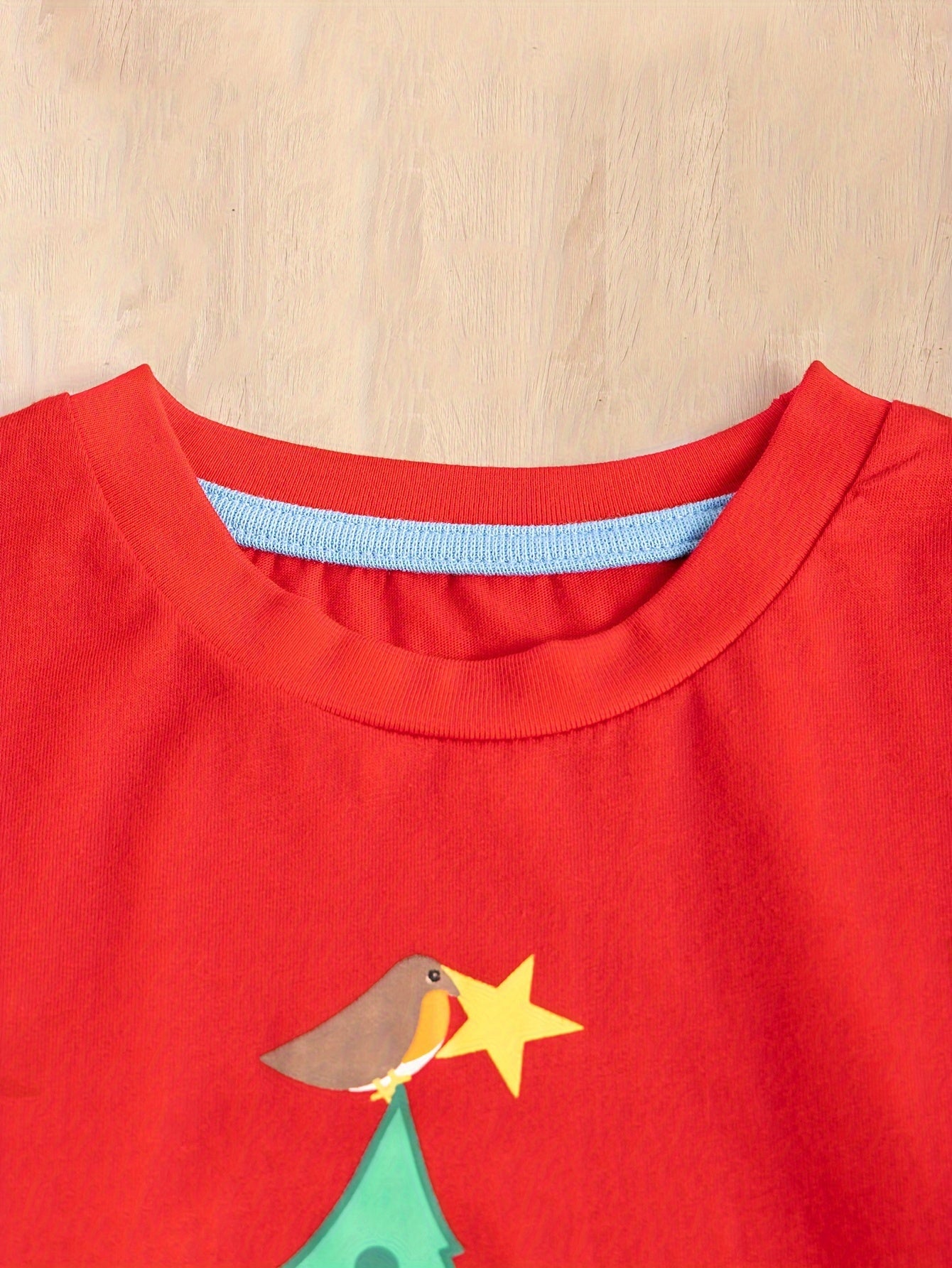 Christmas Tree Cartoon Print Boy's T shirt Kids Long Sleeve