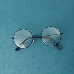 Classic Retro Round Glasses Frame Performance Props Flat Mirror Glasses