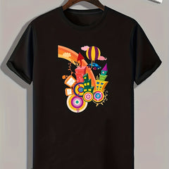 Cartoon Pattern Men's Sports T-shirt Graphic Tee for Fitness Activities