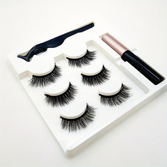 Magnetic Eyelashes Set with Eyeliner and Tweezers - Fluffy & Wispy