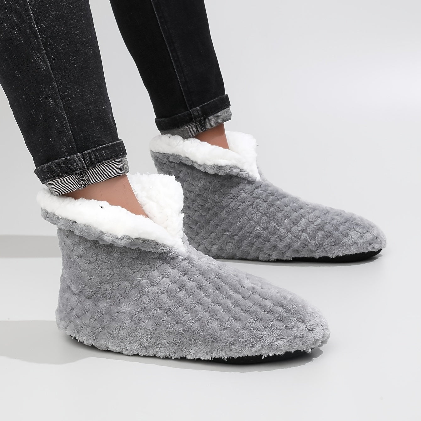 Cozy Plush House Slippers Men Winter Indoor Shoes
