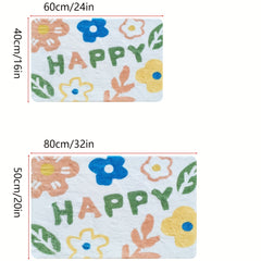 Flower Pattern Floor Mat Soft Bath Rug Machine Washable