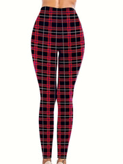 Plaid Print High Rise Stretch Leggings