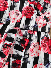 Girls Flower Print Ruffled Cami Dress Skort for Summer Holiday Party