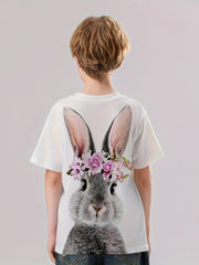 3D Bunny Graphic T shirt Girls Casual Short Sleeve Tees Summer Clothes