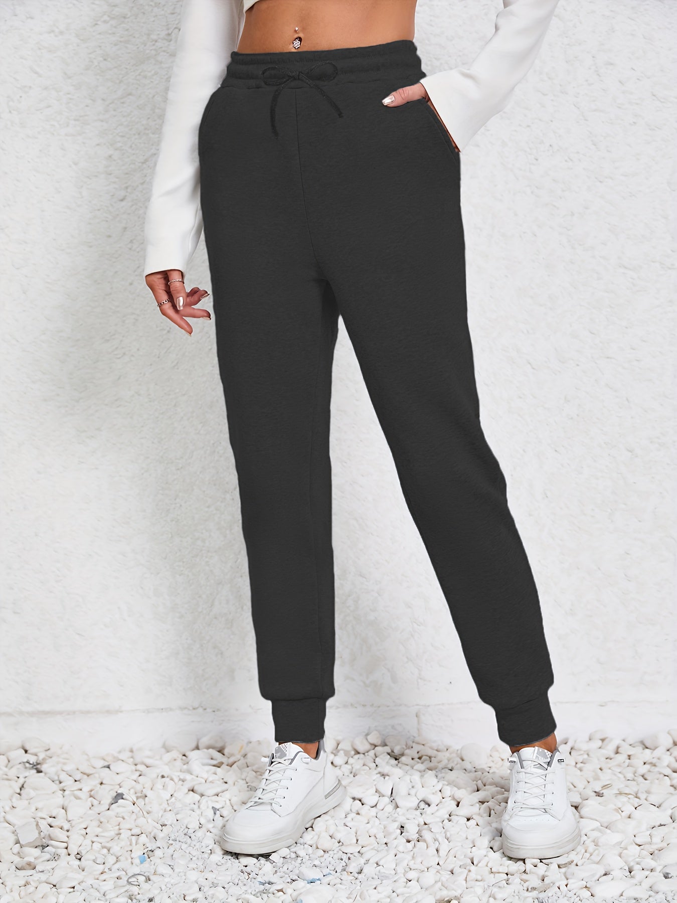 Sports Pants Women's Plus Solid High Stretch Jogger