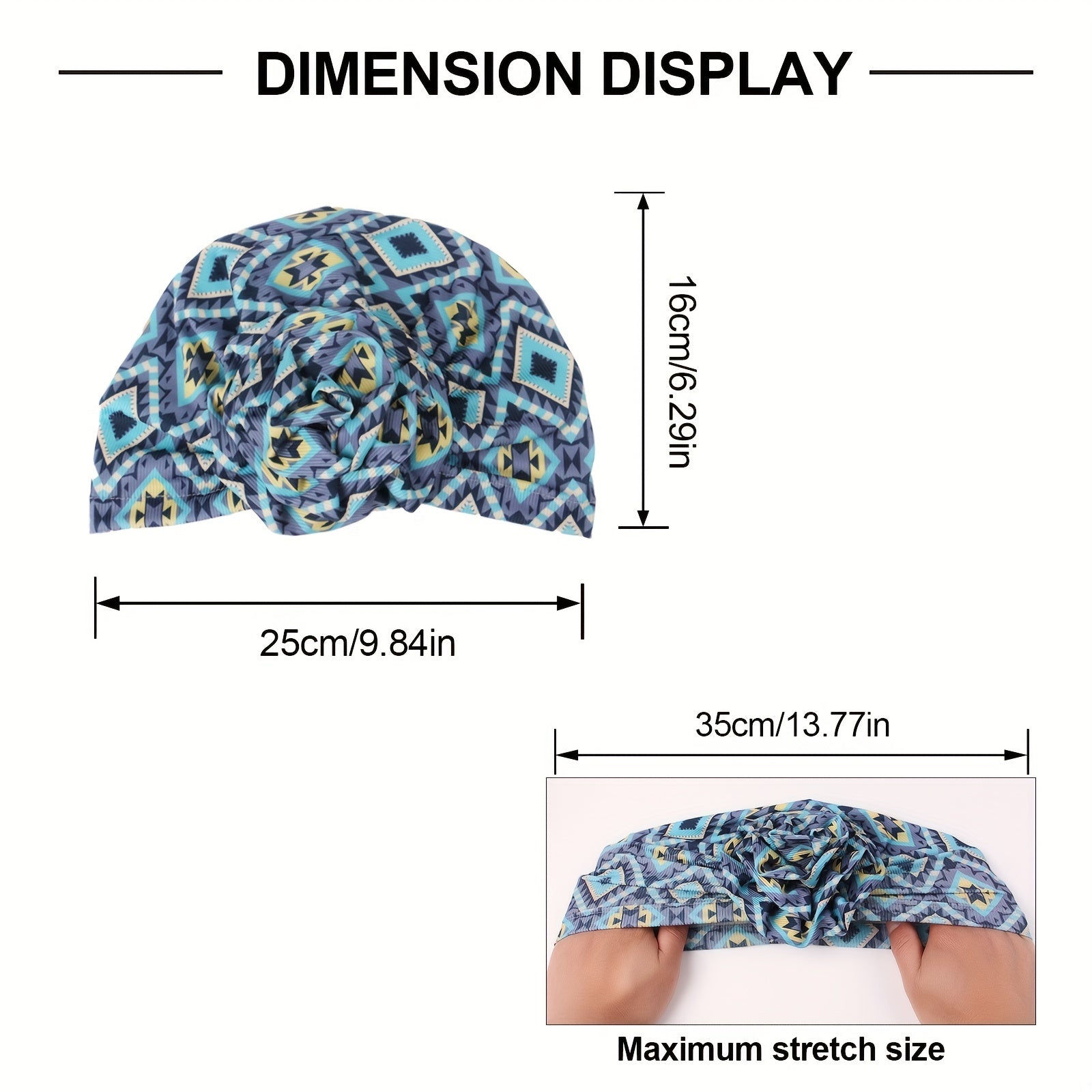 Boho Striped Flower Turban Cap Elastic Head Wrap Bandana