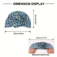 Boho Striped Flower Turban Cap Elastic Head Wrap Bandana
