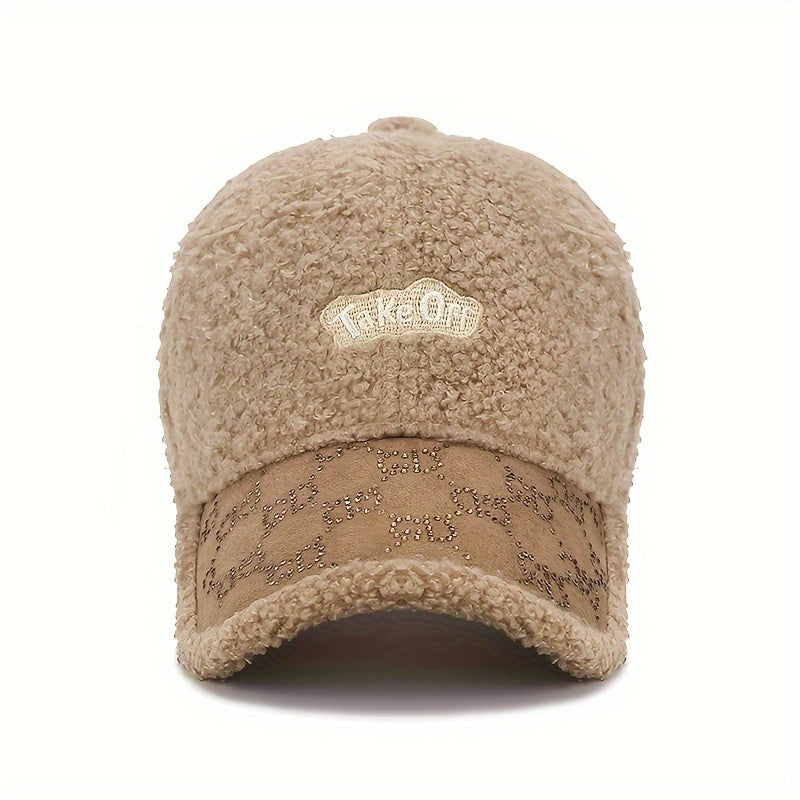 Winter Lamb Wool Thickened Hat Casual Versatile Baseball Cap for Women Men