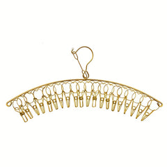 1pc Stainless Steel Golden Socks Rack 20 Clips Hanger