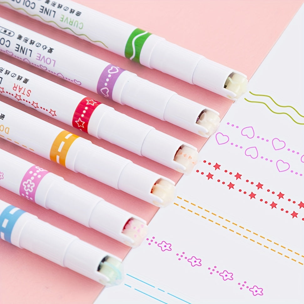 Colored Curve Pens Set of 6 Highlighters Fine Lines for Note Taking