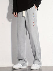 Space Theme Cotton Sweatpants Men's Casual Loose Fit Pants