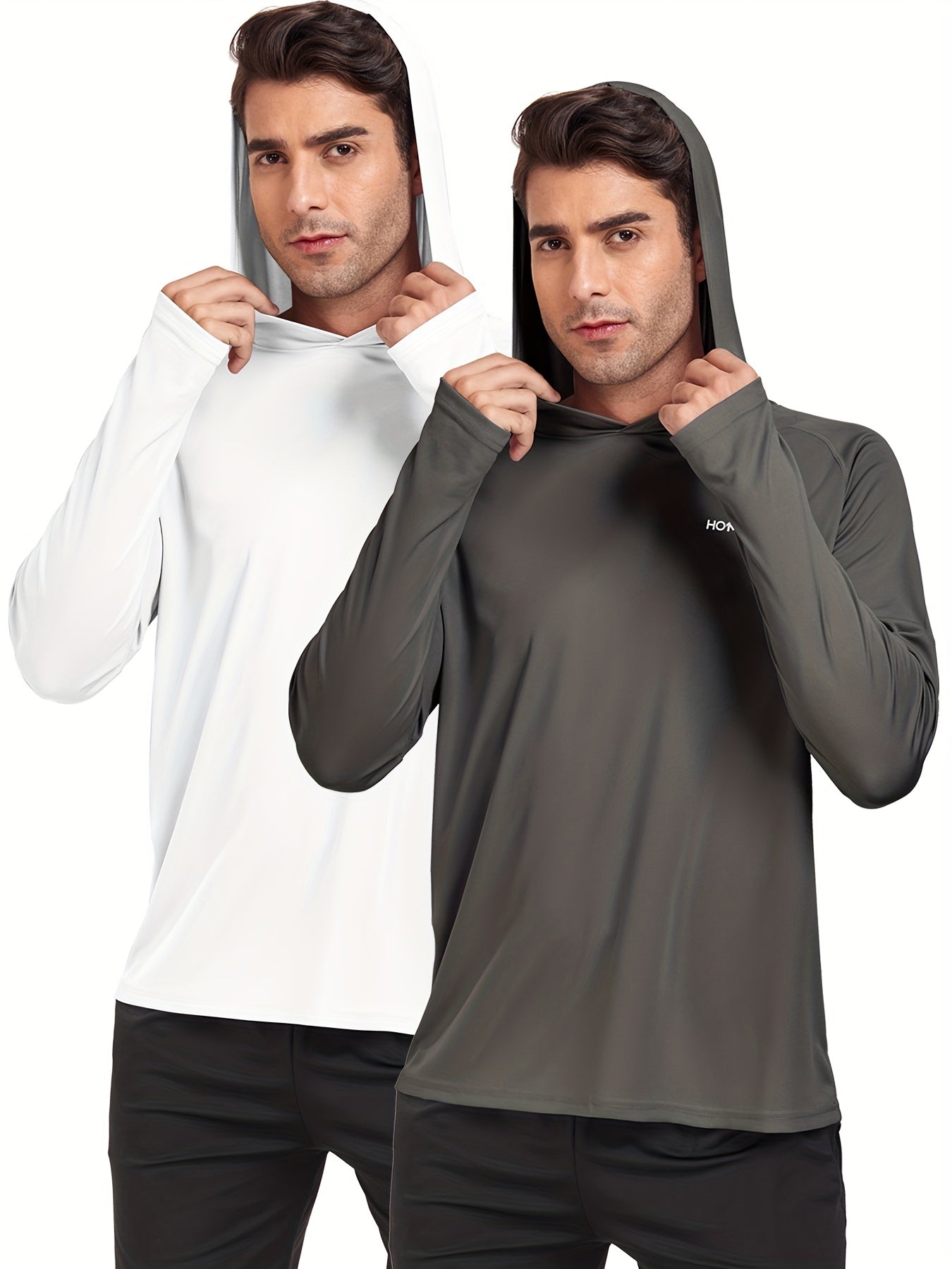 Men's Long Sleeve Hooded T Shirt Lightweight for Running Fishing Hiking