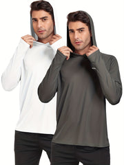 Men's Long Sleeve Hooded T Shirt Lightweight for Running Fishing Hiking