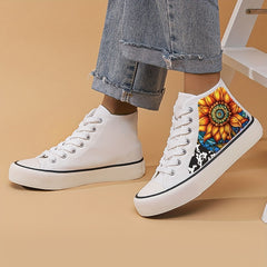 Flower Print Chunky Canvas Sneakers