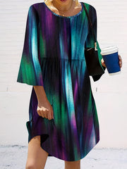 Casual Dress Women's Plus Print Half Sleeve Round Neck Tee Dress