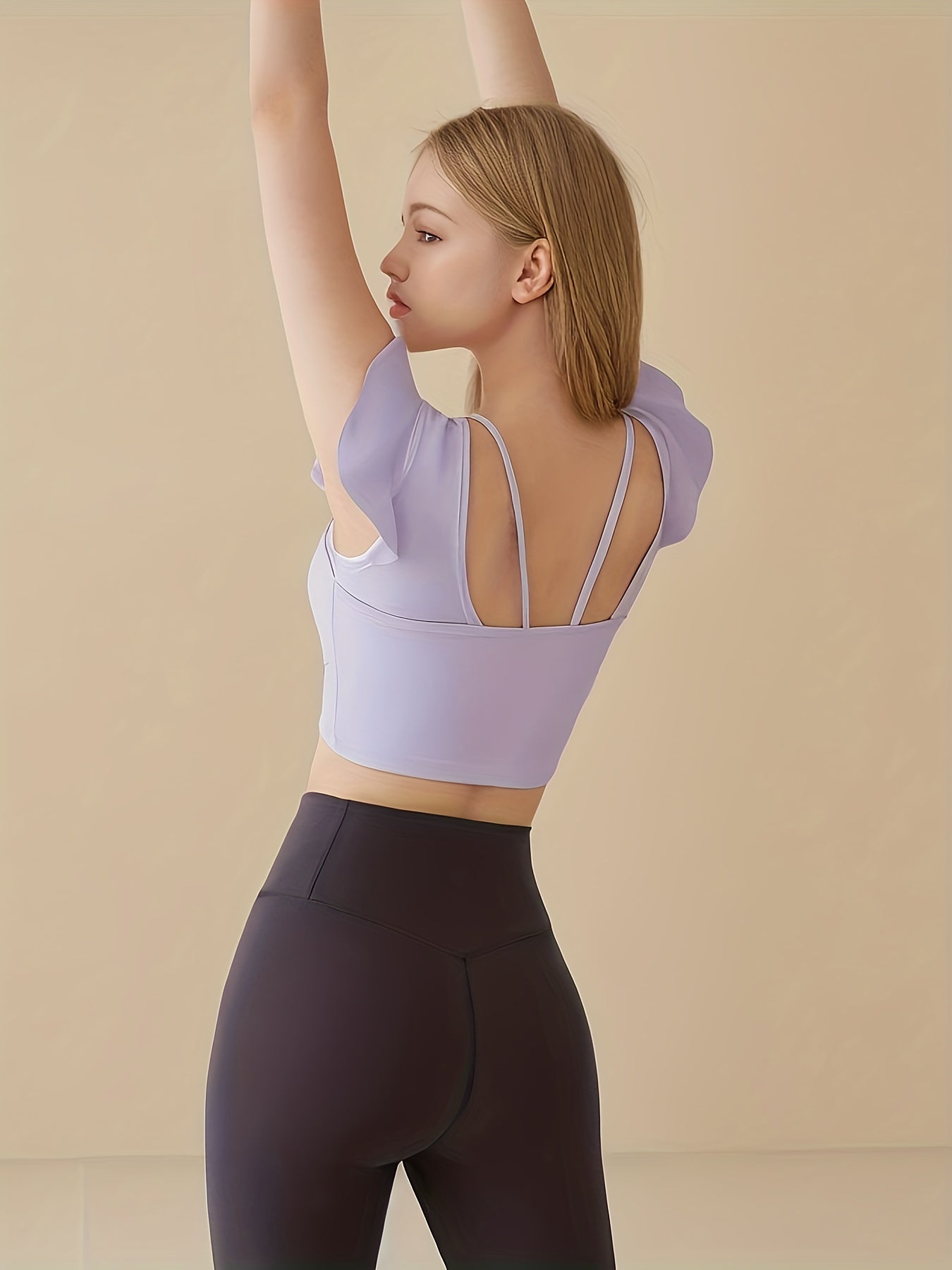 Pilates Training Gym Sports Top With Padded Sleeveless Crop Yoga Running Top