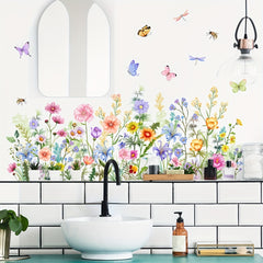 Wild Flower Plants Wall Sticker PVC Skirting Line Sticker