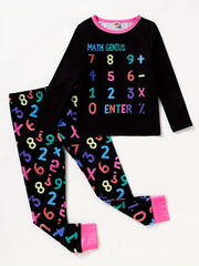Girl's Math Genius Pajama Set Long Sleeve Top & Pants
