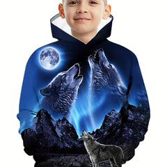 Fashionable Wolf 3D Print Boys Sweatshirt Hoodie For Spring Fall